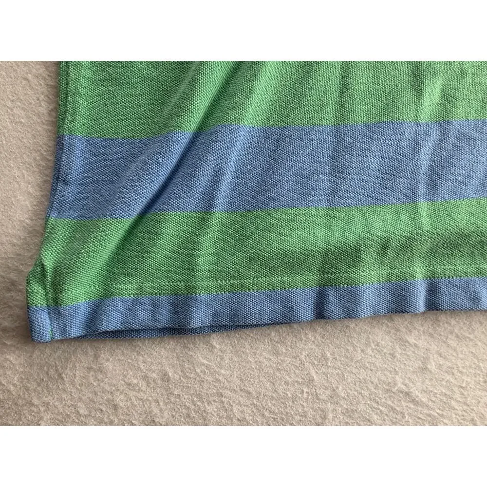 Vineyard Vines Slim Fit Green Blue Striped Polo Short Sleeve Size XXL